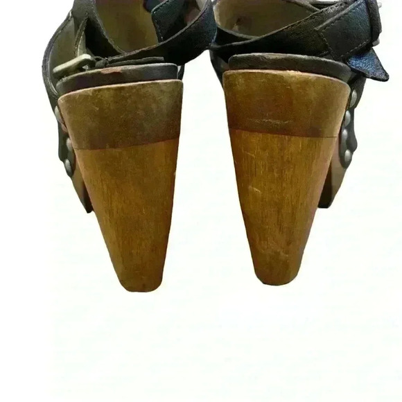 Vera Wang Lavender Platform Sandals Ankle Strap Studded Leather Black Size 7.5 - Picture 5 of 9